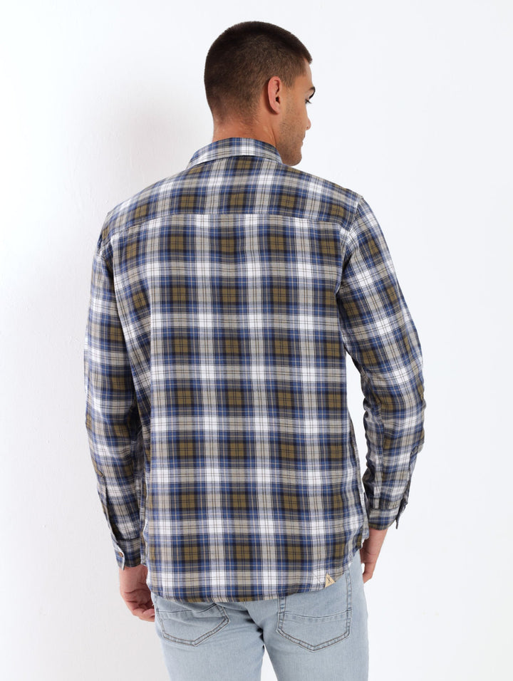 Men's Long Sleeve Flannel Enzyme Washes Shirt - Tan