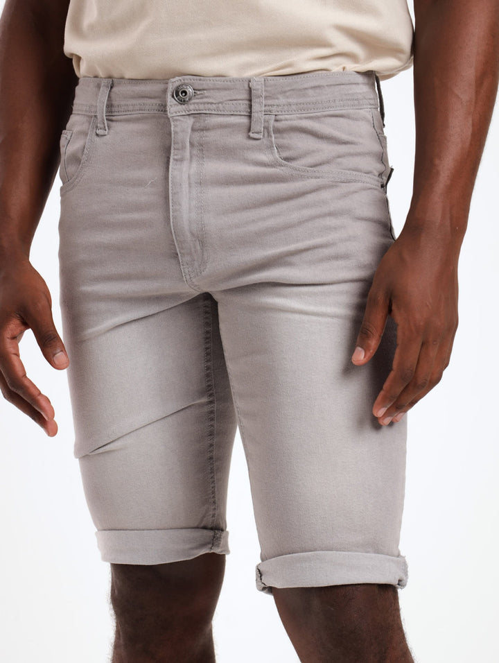 Men's Turn-Up Denim Short - Super Light Grey