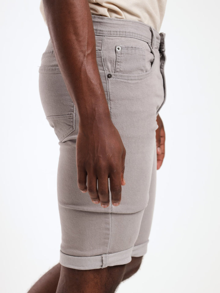 Men's Turn-Up Denim Short - Super Light Grey