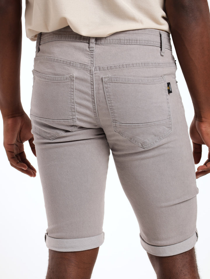 Men's Turn-Up Denim Short - Super Light Grey