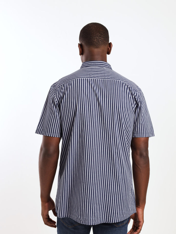 Men's Short Sleeve Bengal Striped Shirt - Navy