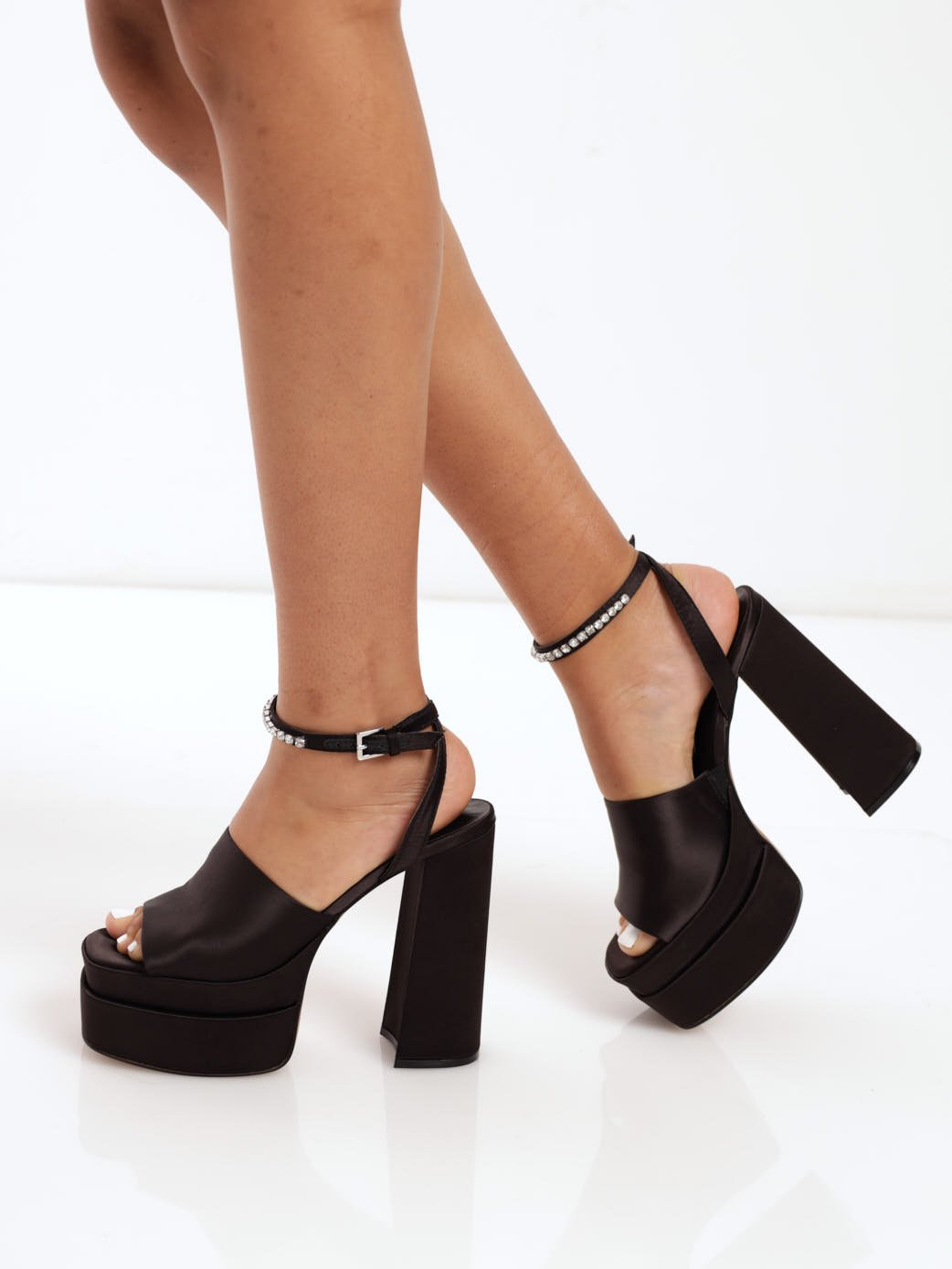 Ladies Giorgia Stacked Platform Mule Heel - Black