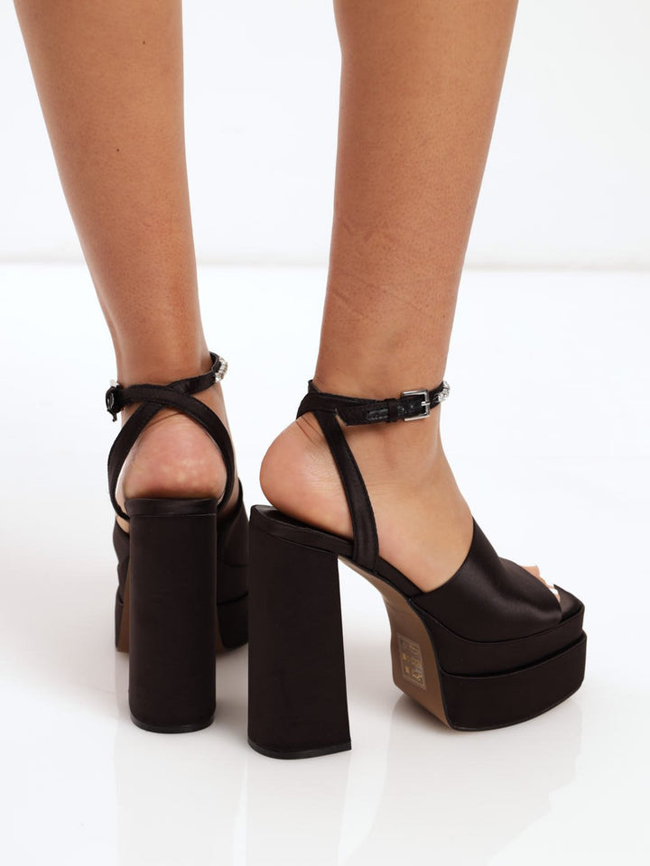 Ladies Giorgia Stacked Platform Mule Heel - Black