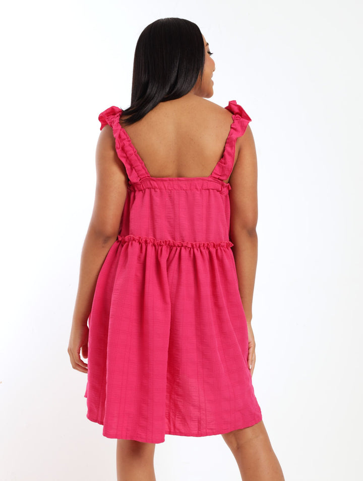 Ladies Babydoll Dress - Bright Pink