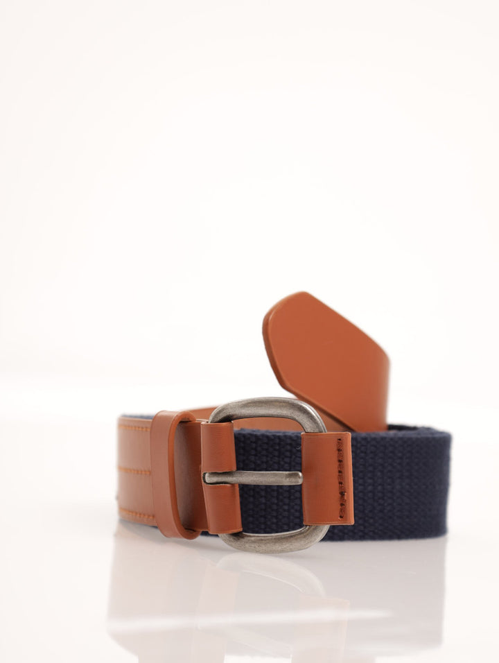 Men's Webbing & PU Belt - Navy