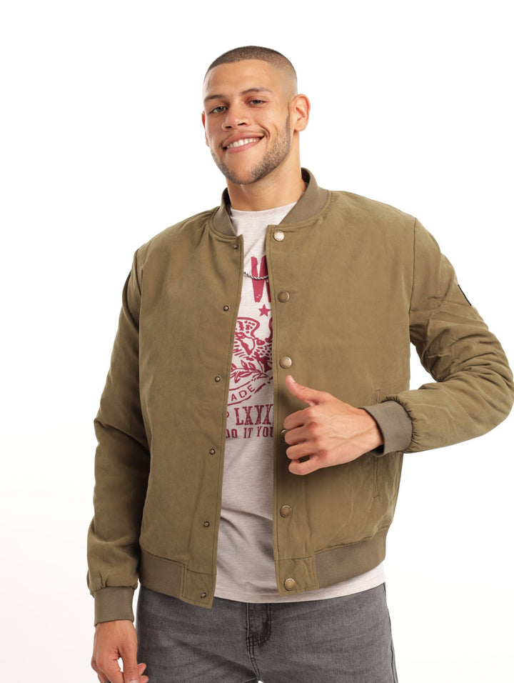 Men's Microfibre Bomber Jacket - Olive