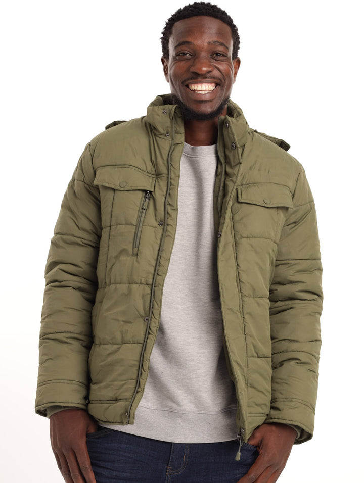 Men's Camo Puffer Jacket - Olive
