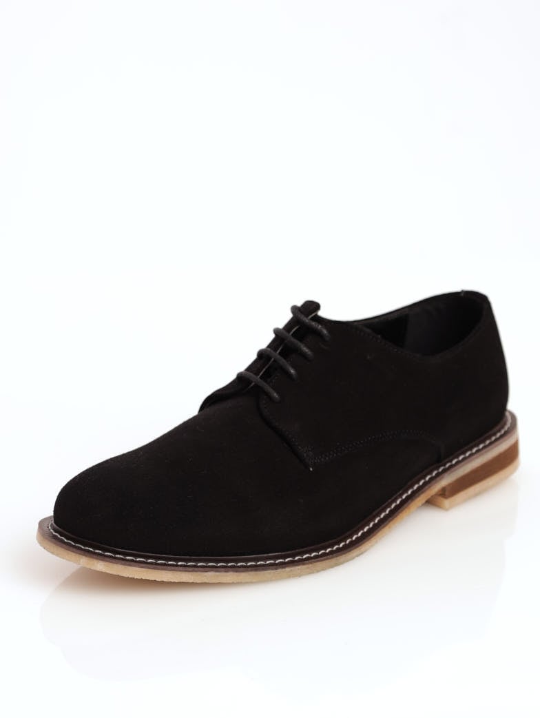 Men's Suede Lace-Up Derby Shoe - Black