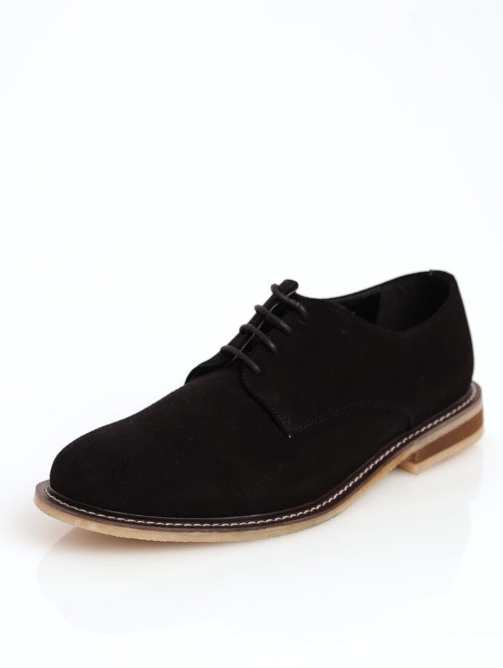 Men's Suede Lace-Up Derby Shoe - Black
