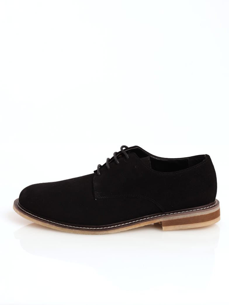 Men's Suede Lace-Up Derby Shoe - Black