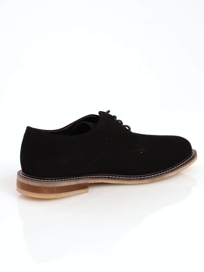Men's Suede Lace-Up Derby Shoe - Black
