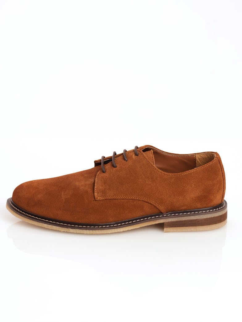Men's Suede Lace-Up Derby Shoe - Tan