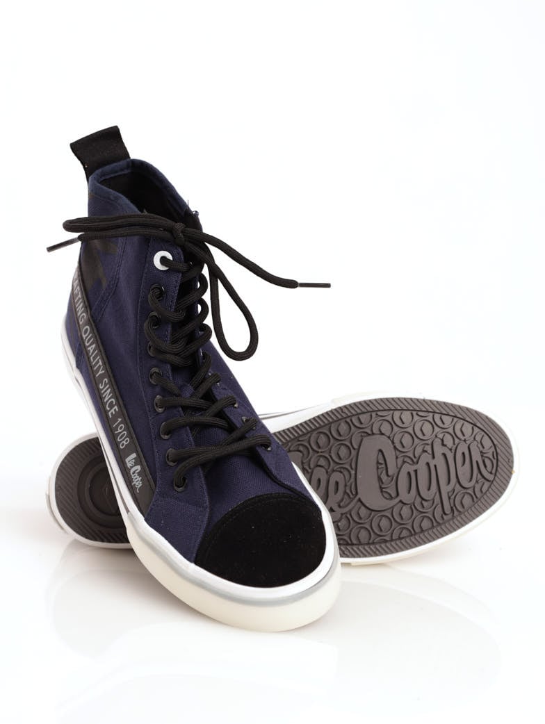 Men's Hi-Top Detailed Sneaker - Navy