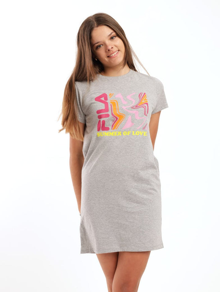 Girls T-Shirt Dress - Grey Melange