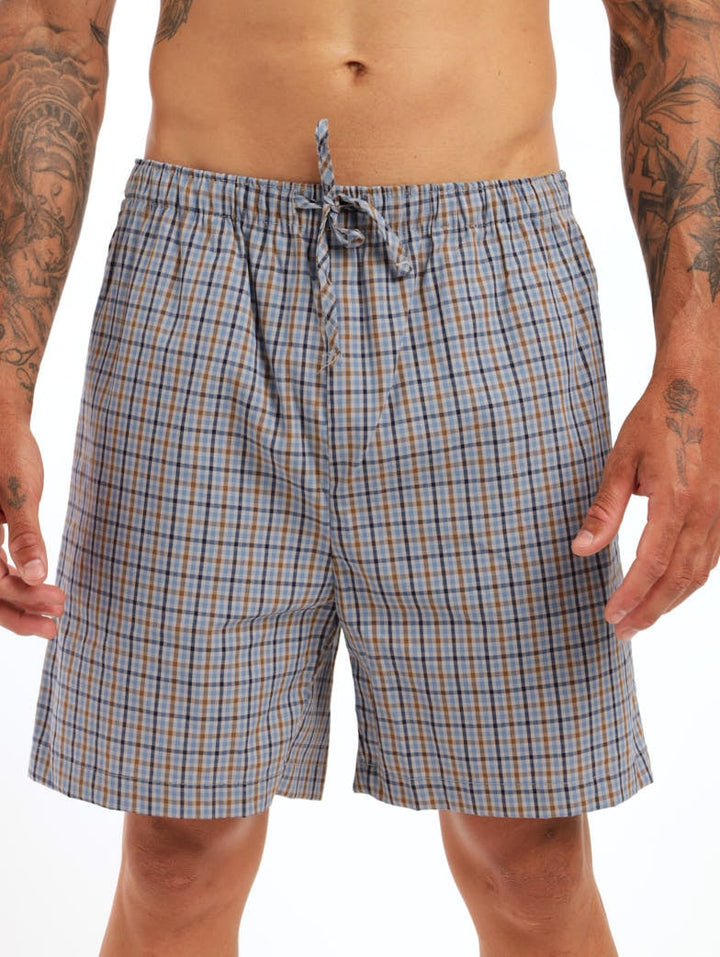 Men's 2 Pack Value Woven Sleep Shorts - Brown/Blue