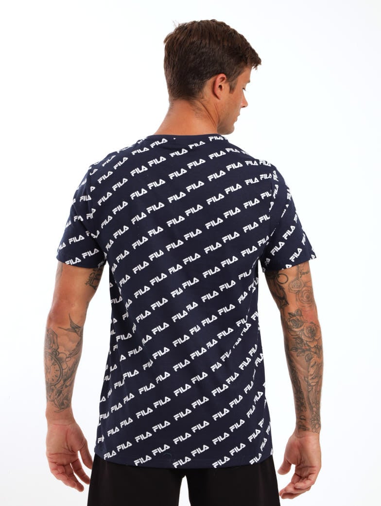 Men's John Tee With All Over Stripe Print - White