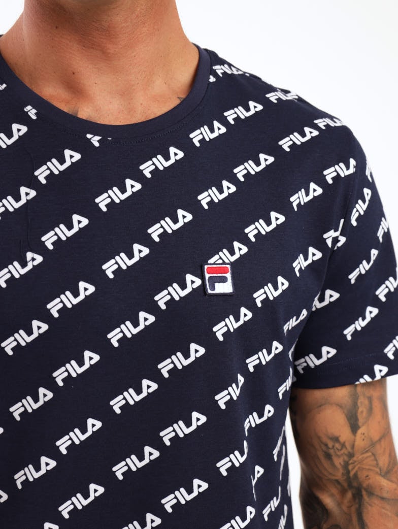 Men's John Tee With All Over Stripe Print - White