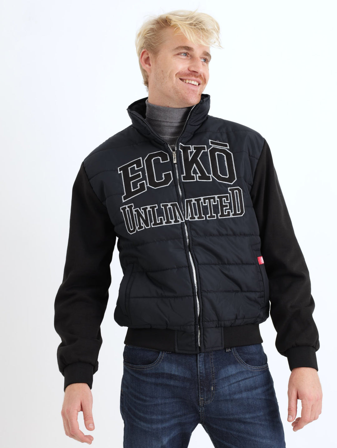 Men's Mixed Puffer Jacket Navy