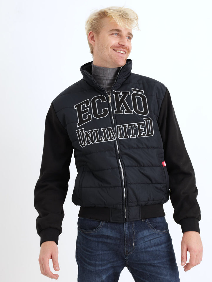 Men's Mixed Puffer Jacket - Navy