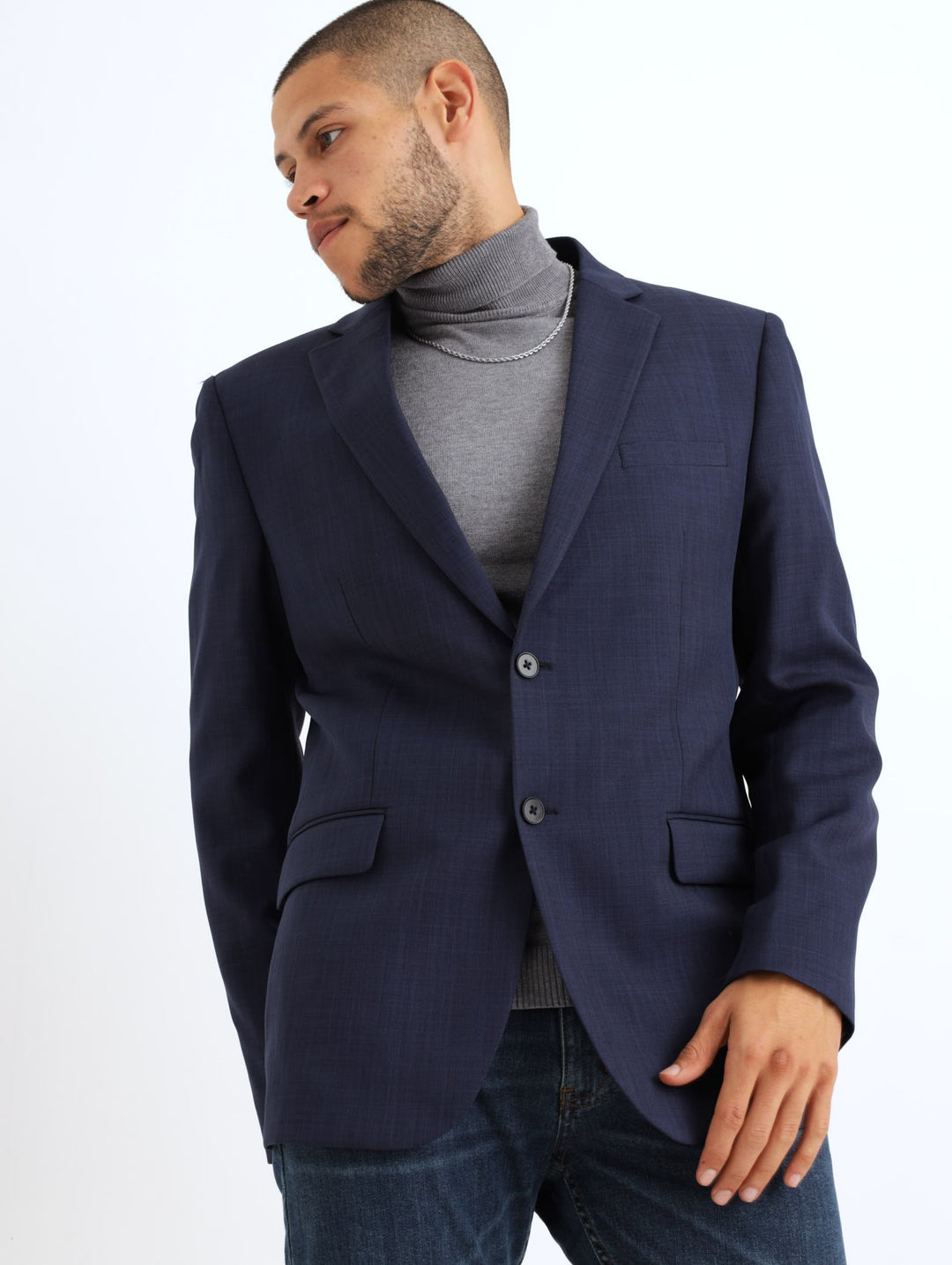 Men's Blue Suit Jacket - Dark Blue