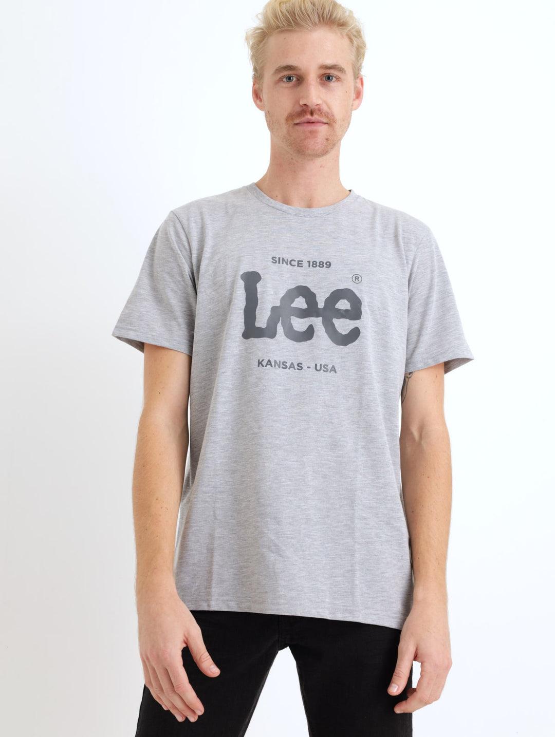 Men's Lee Corp Logo Tee - Grey Melange