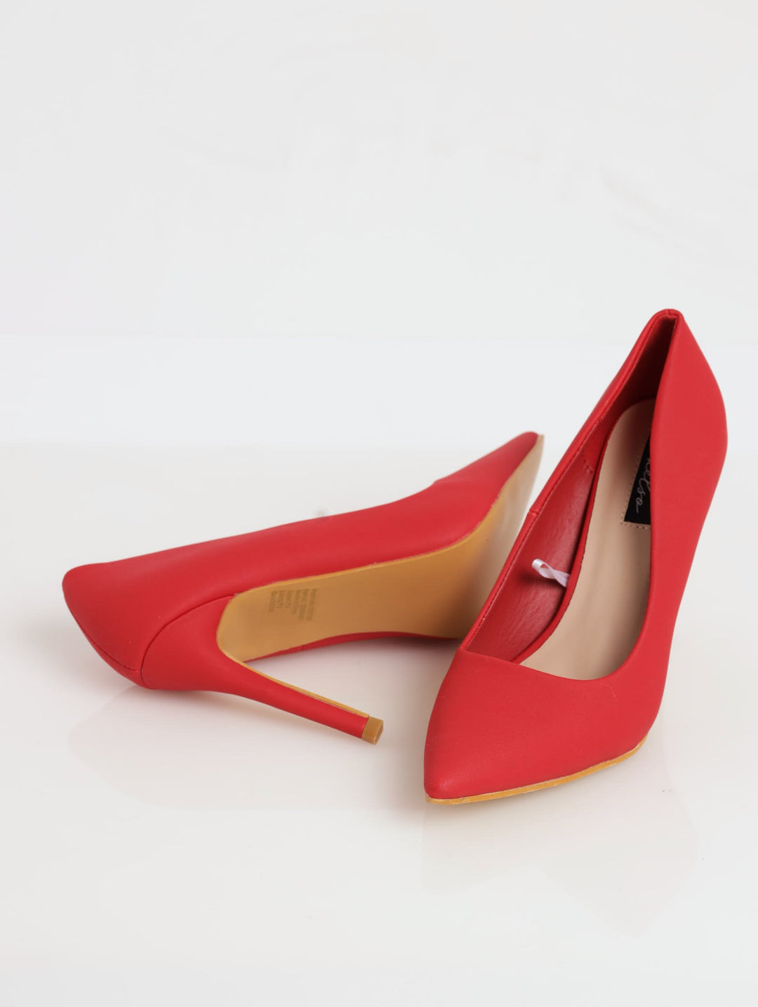 Ladies Plain Pointed Court Stiletto Heel - Red