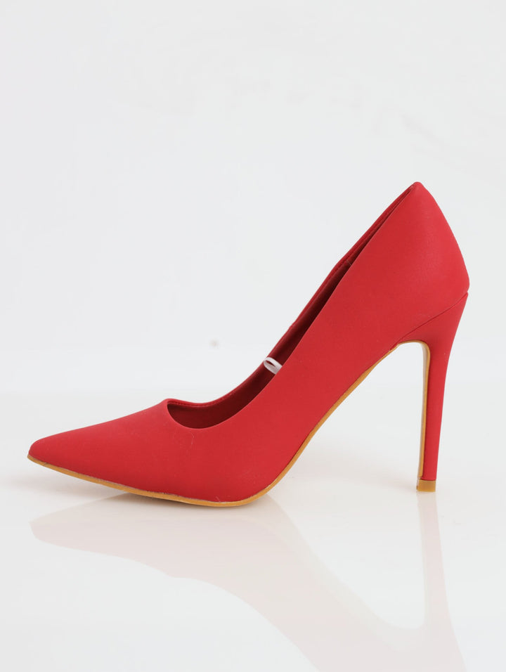 Ladies Plain Pointed Court Stiletto Heel - Red