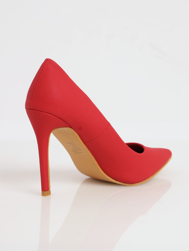 Ladies Plain Pointed Court Stiletto Heel - Red