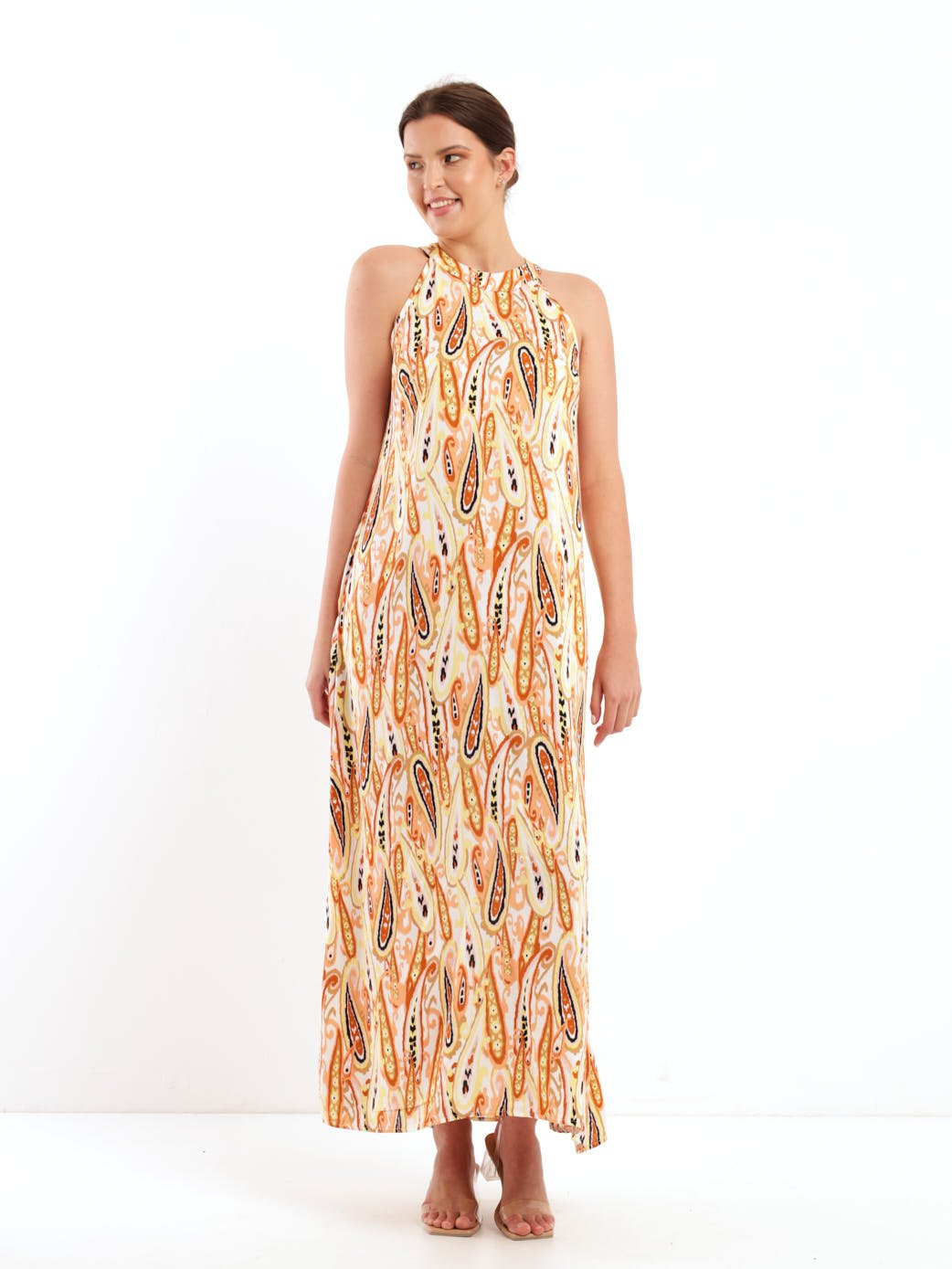 Ladies Sleeveless Halter Neck Maxi Dress