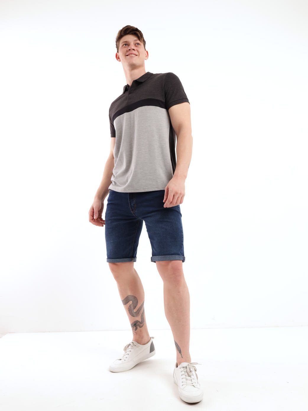 Men's Colourblock Golfer - Charcoal Melange