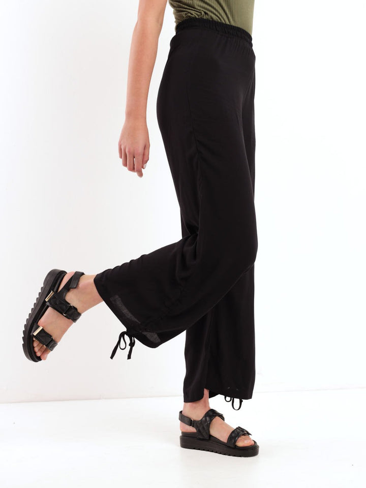 Ladies Ruched Hem Pant - Black