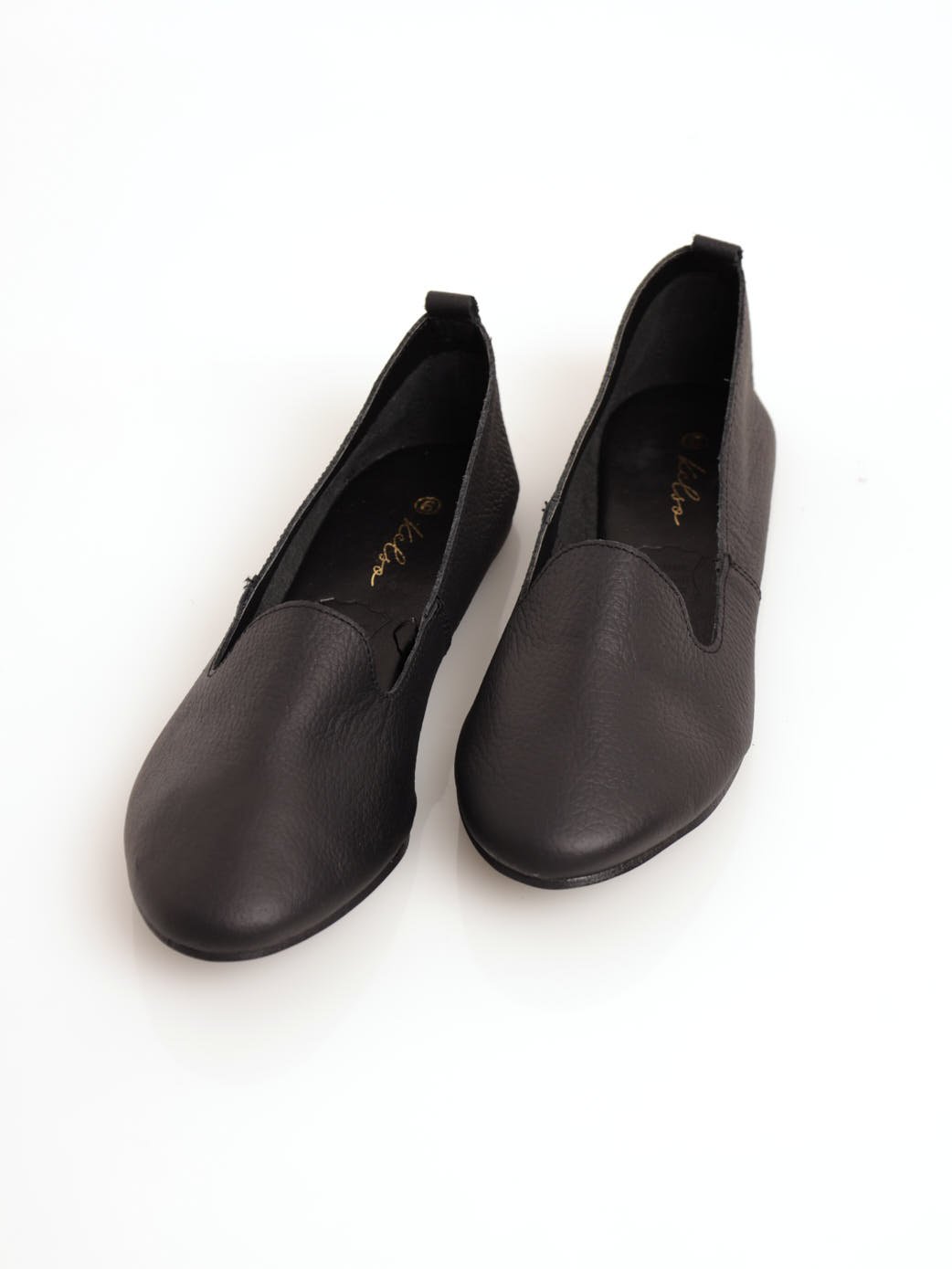 Ladies Leather Albert Cut Flat Shoe - Black