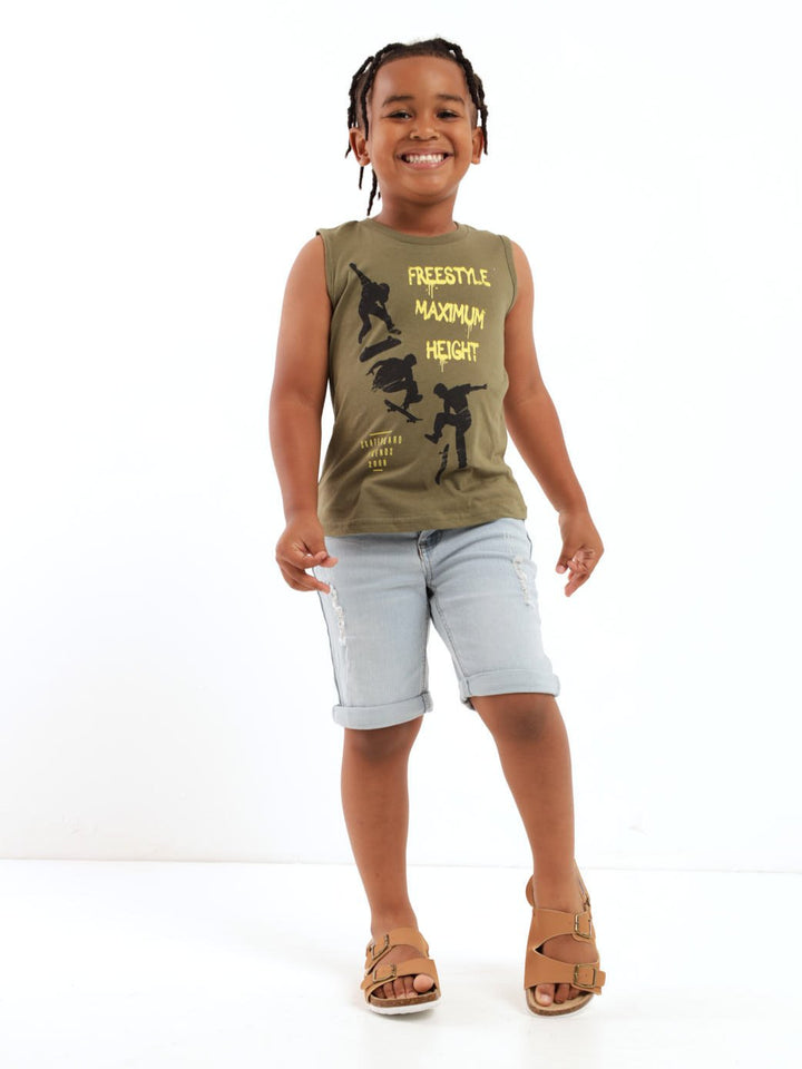 Pre-Boys Muscle Skate Vest - Olive