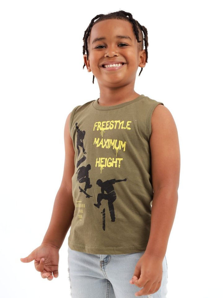 Pre-Boys Muscle Skate Vest - Olive