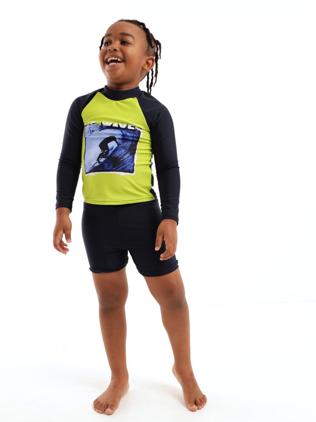 Pre-Boys 2 Piece Big Waves Surfing Swimsuit - Navy