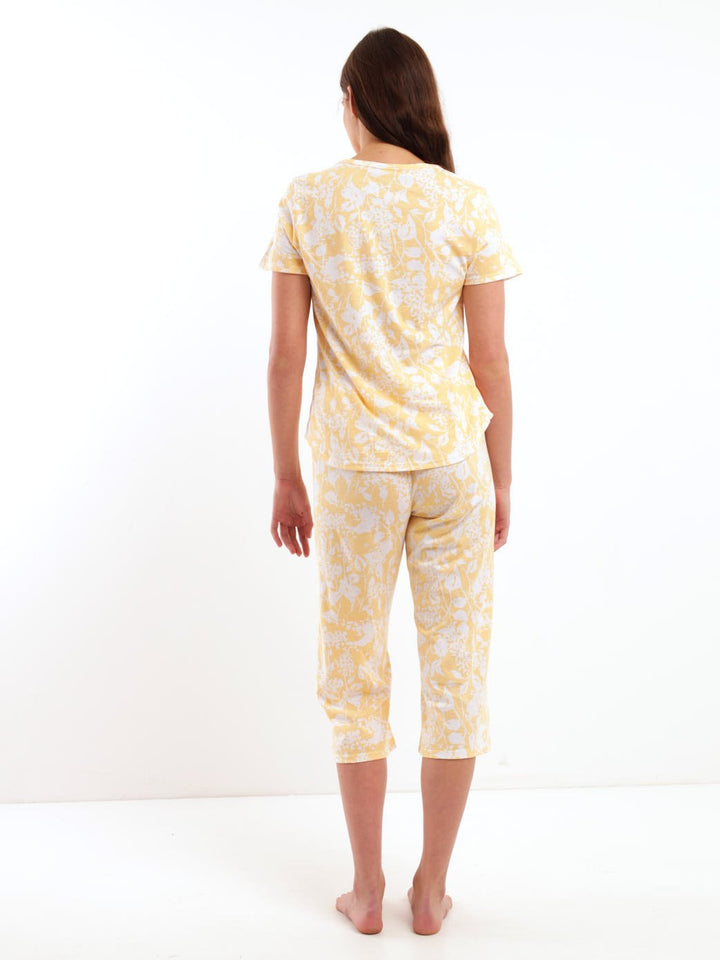 Ladies Summer Floral PJ Set - Yellow
