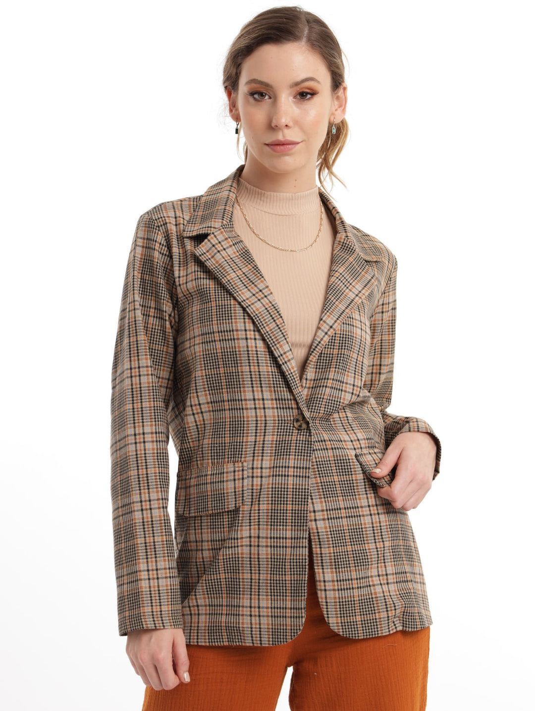 Ladies Oversized Blazer- Set - Check