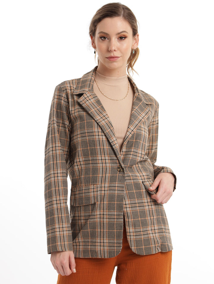 Ladies Oversized Blazer- Set - Check