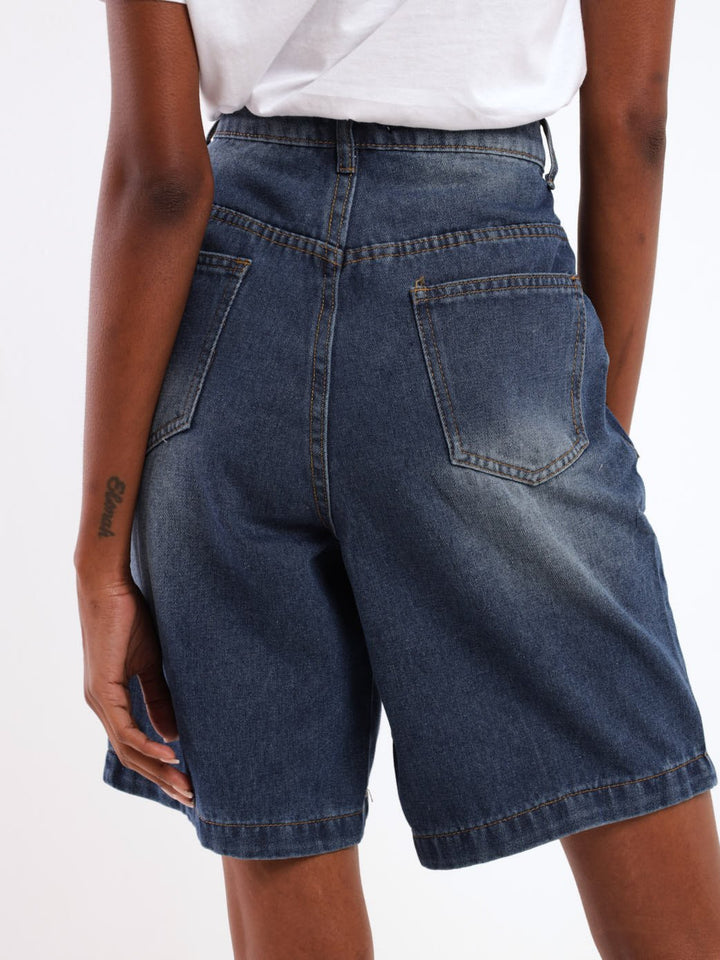 Ladies Classic Straight Bermuda Short - Mid Blue