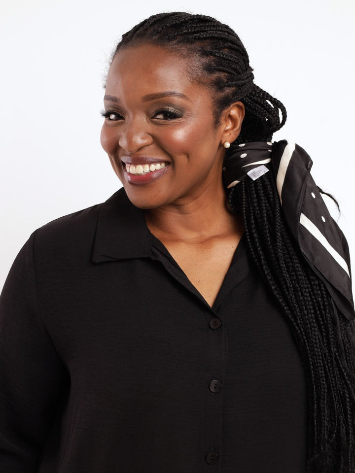 Ladies Hi-Low Shirt Dress - Black