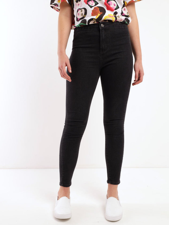 Ladies Charcoal Hi-Rise Tube Skinny Denim Jean
