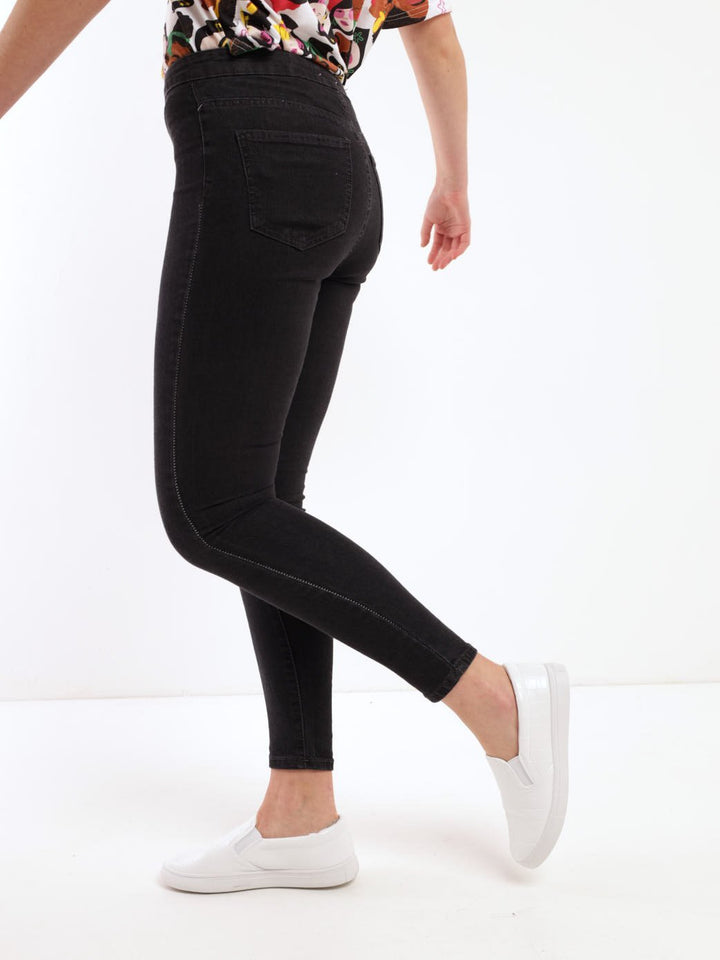 Ladies Charcoal Hi-Rise Tube Skinny Denim Jean