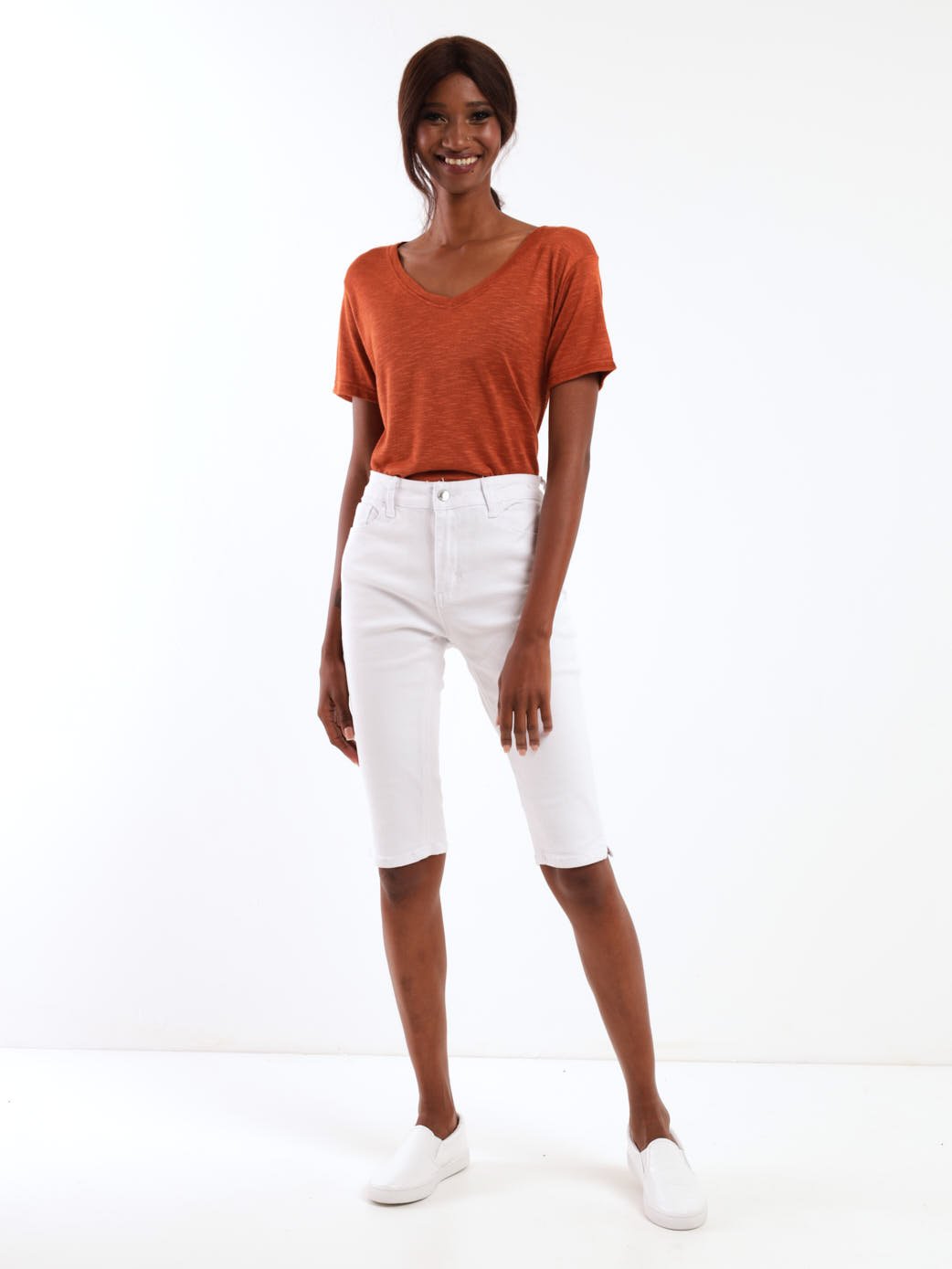 Ladies Capri Short - White