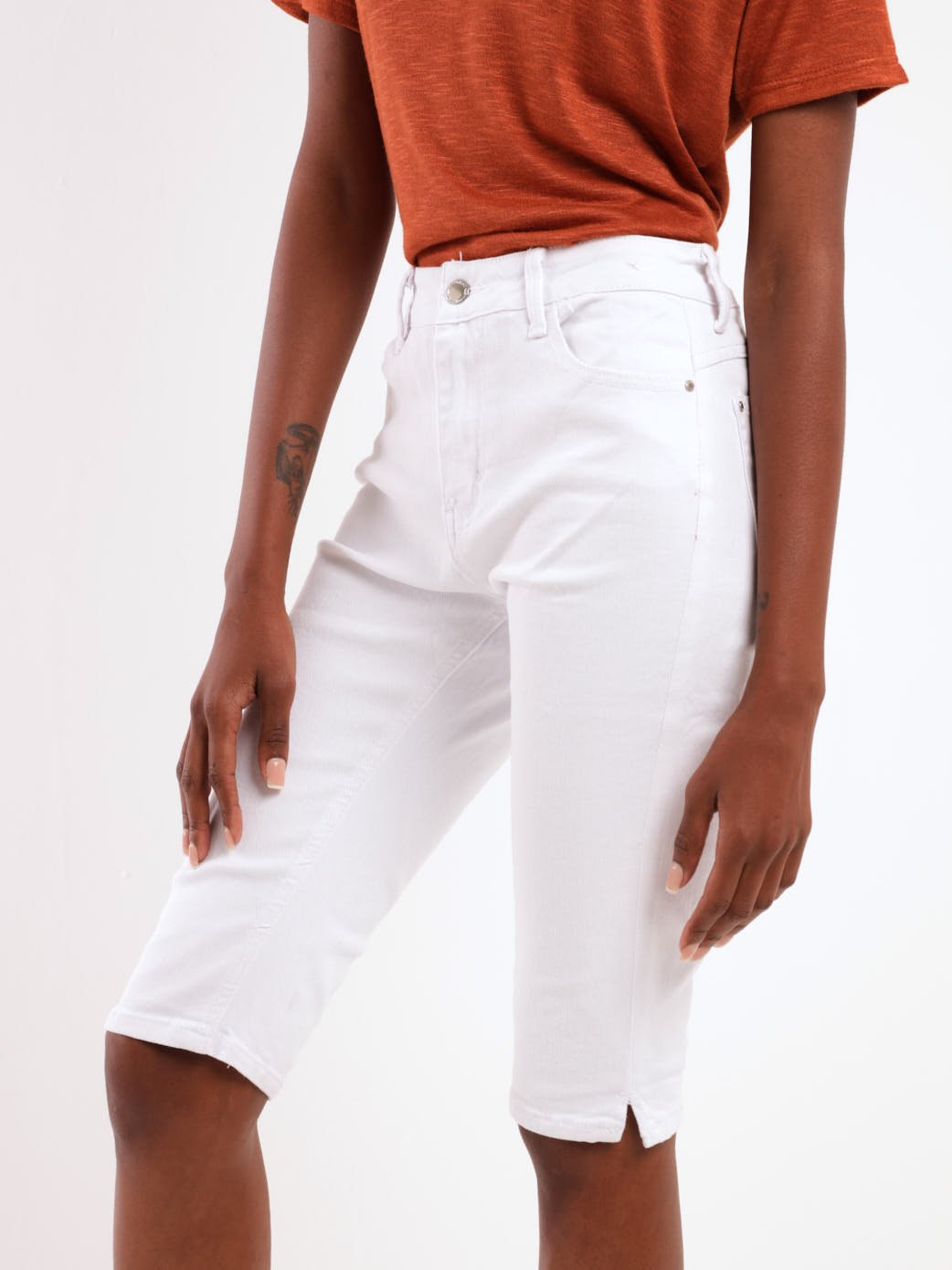 Ladies Capri Short - White
