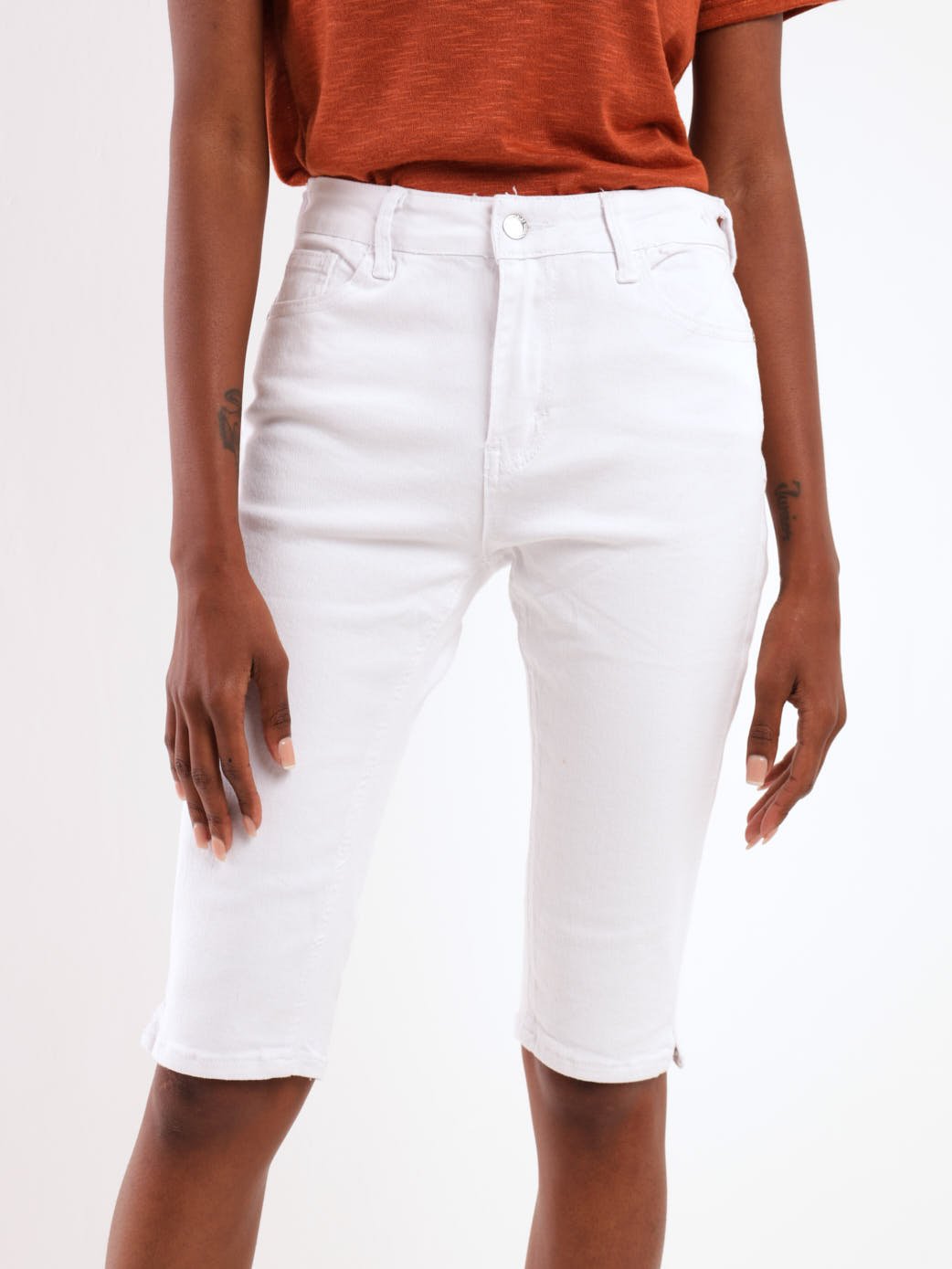 Ladies Capri Short - White