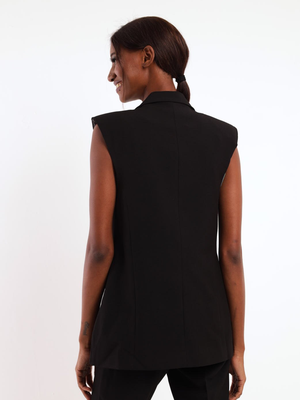 Ladies Sleeveless PV Jacket - Black