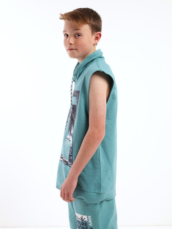 Boys Sleeveless Florida Active Top - Light Blue