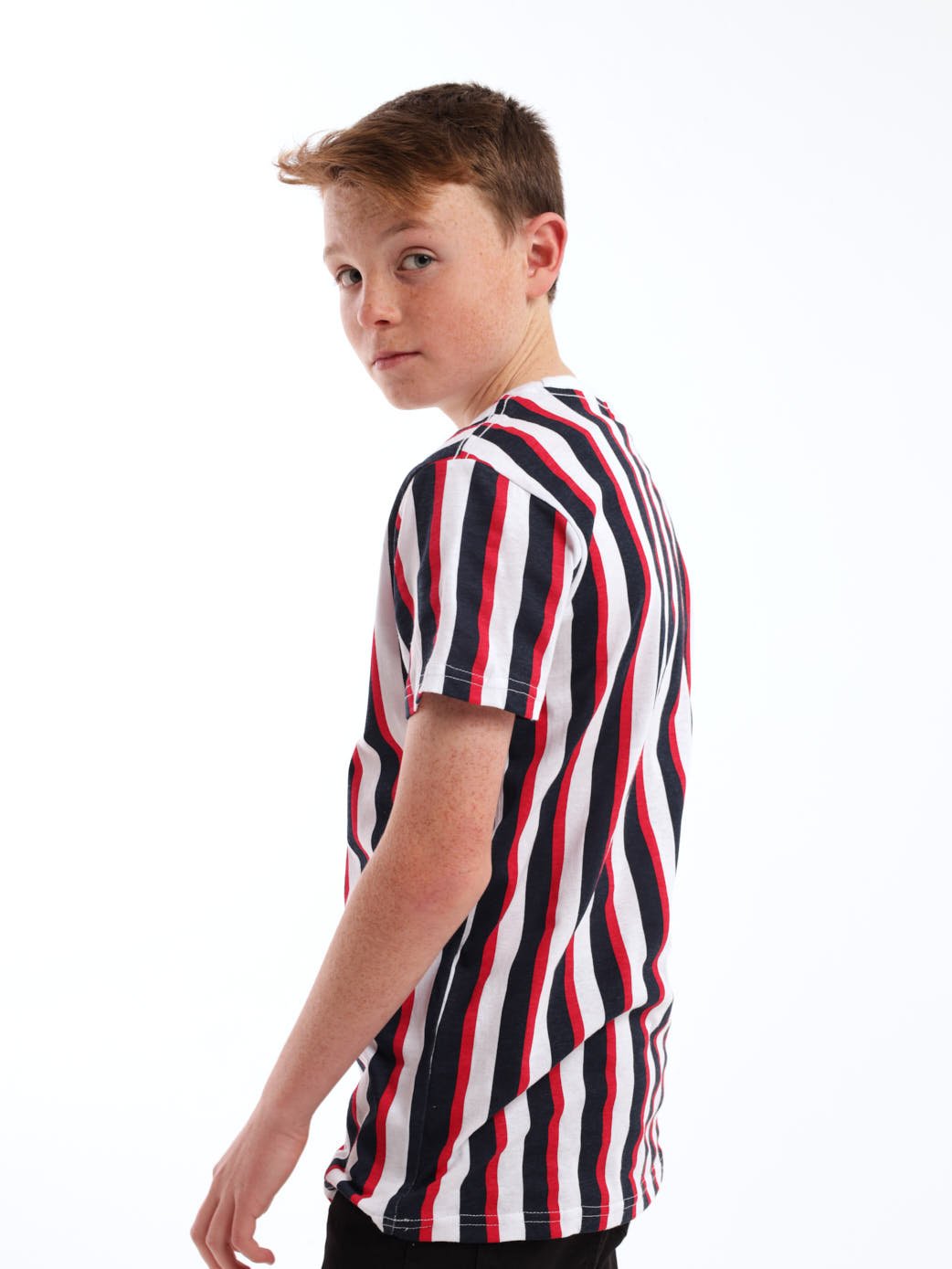 Boys Short Sleeve Striped Tee - Red/Navy/White