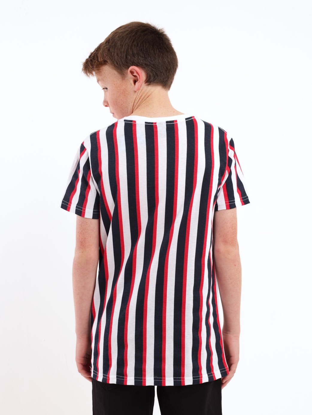 Boys Short Sleeve Striped Tee - Red/Navy/White