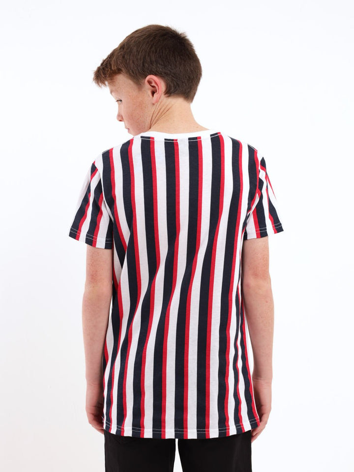 Boys Short Sleeve Striped Tee - Red/Navy/White